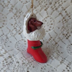 Cute Dachshund Dog Ornament Puppy in Christmas Stocking Decoration